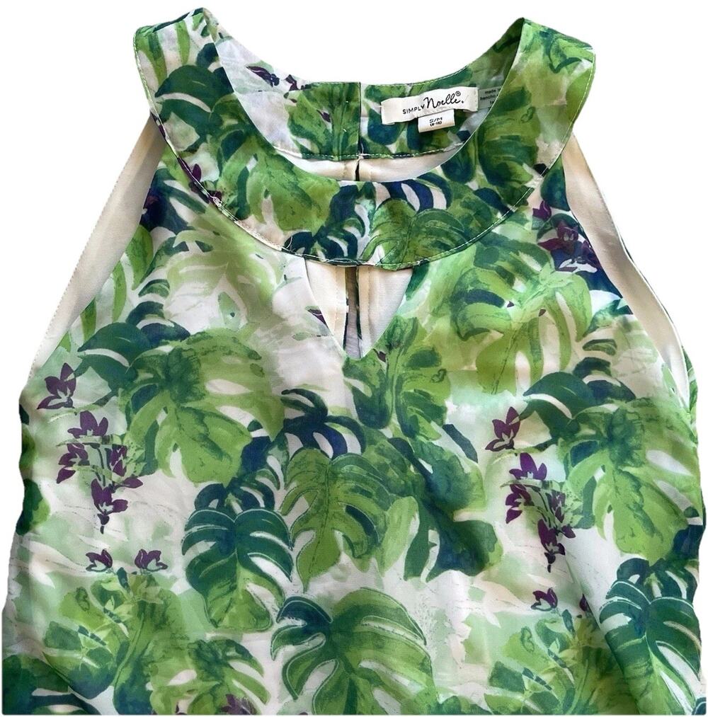 Tropical Maxi Dress Leaf Keyhole Flowy Lined Resort Size Small